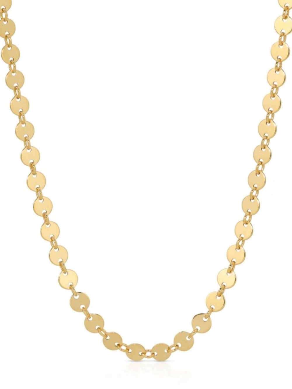 6mm Gold Mirror Disc Link Chain Necklace Dainty Circle Sequin Choker